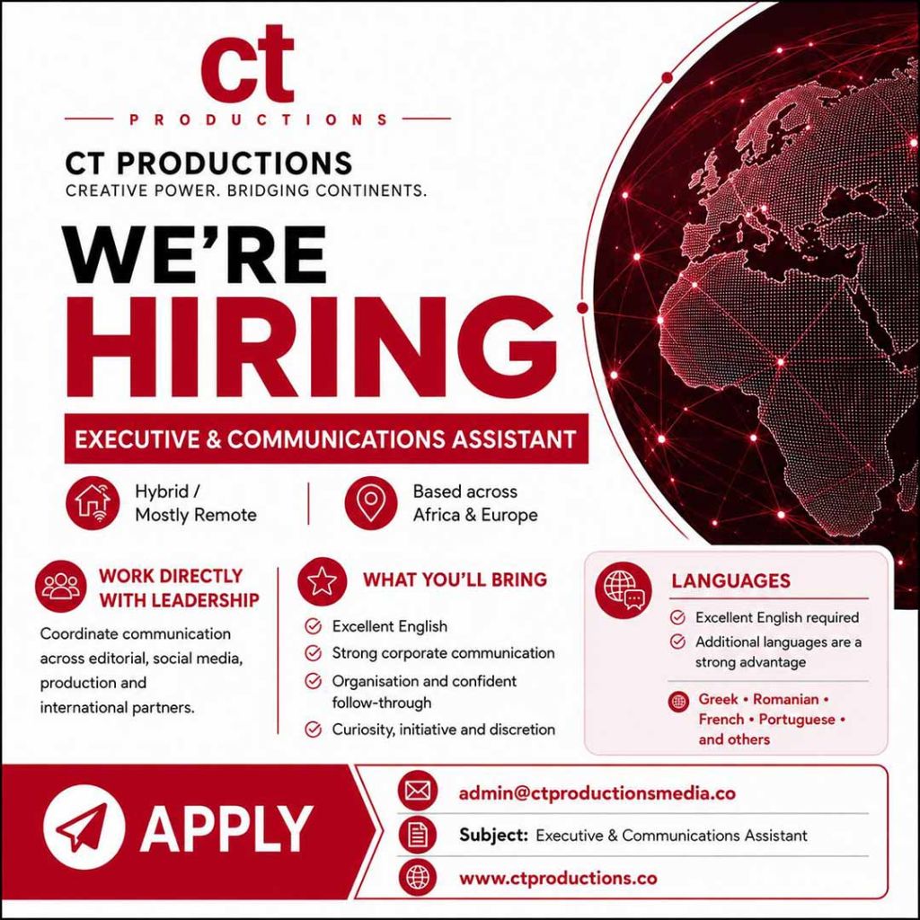 CT Productions is growing and we are looking for a motivated Executive & communications assistant to join our international media team.
